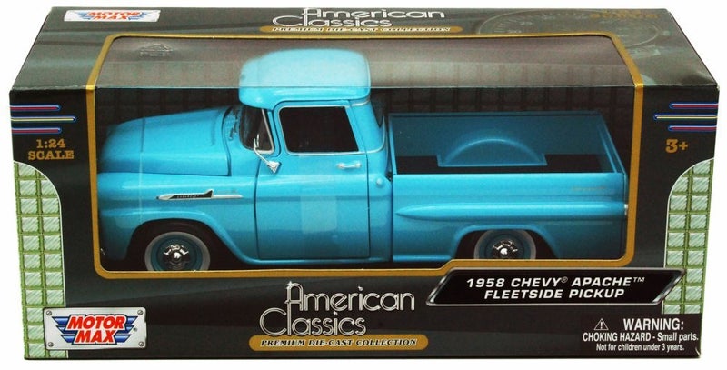 Motor Max 1958 Chevy Apache Fleetside Pickup Truck, Light Blue - Motormax 79311 - 1/24 scale Diecast Model Toy Car, unisex-children - Image 4